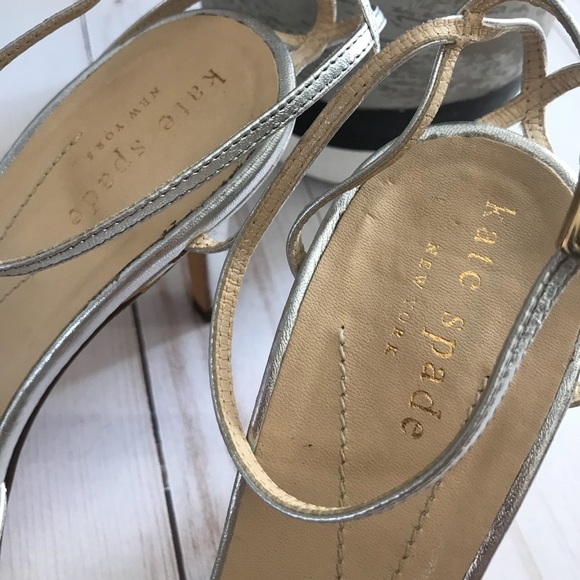 Kate ♠️ Spade Silver Ankle Strap Heels - Picture 5 of 5